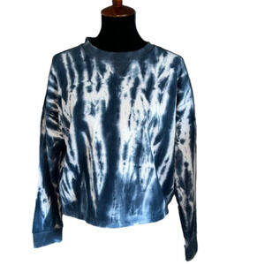 Tie Dye Cropped Crew Neck sweatshirt size small blue & white